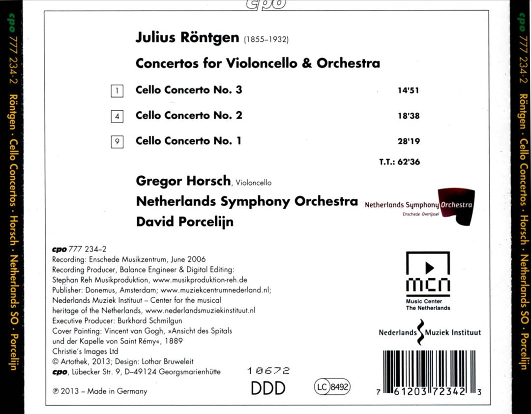 Julius Röntgen: Complete Cello Concertos cover art