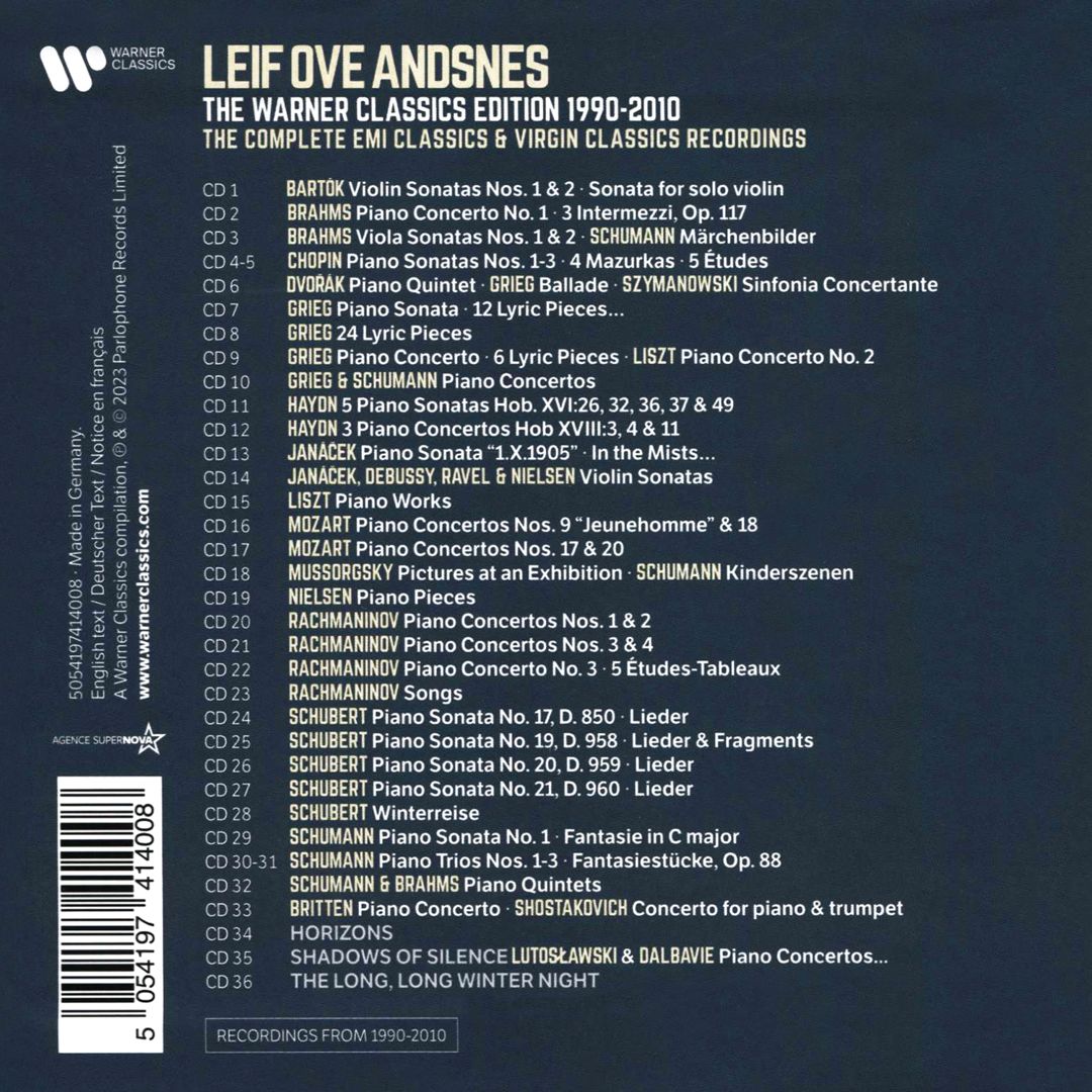 Leif Ove Andsnes: The Complete Warner Classics Ediion 1990-2010 cover art