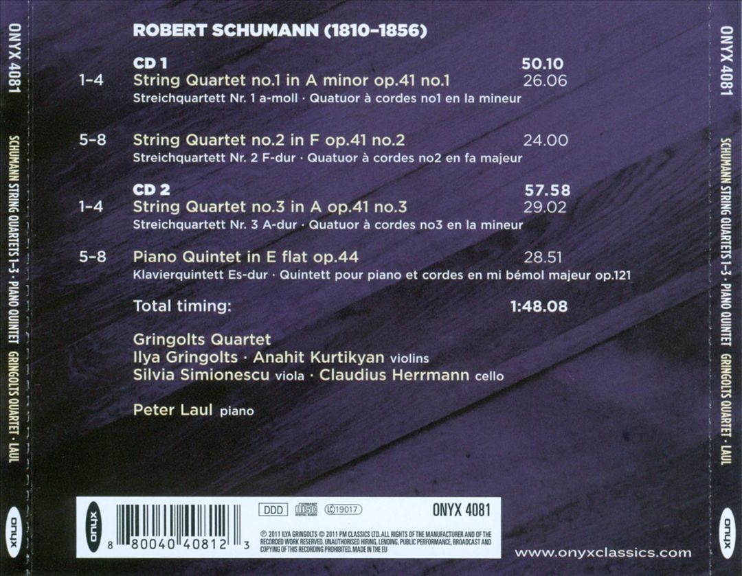 Schumann: String Quartets Nos. 1-3; Piano Quintet cover art
