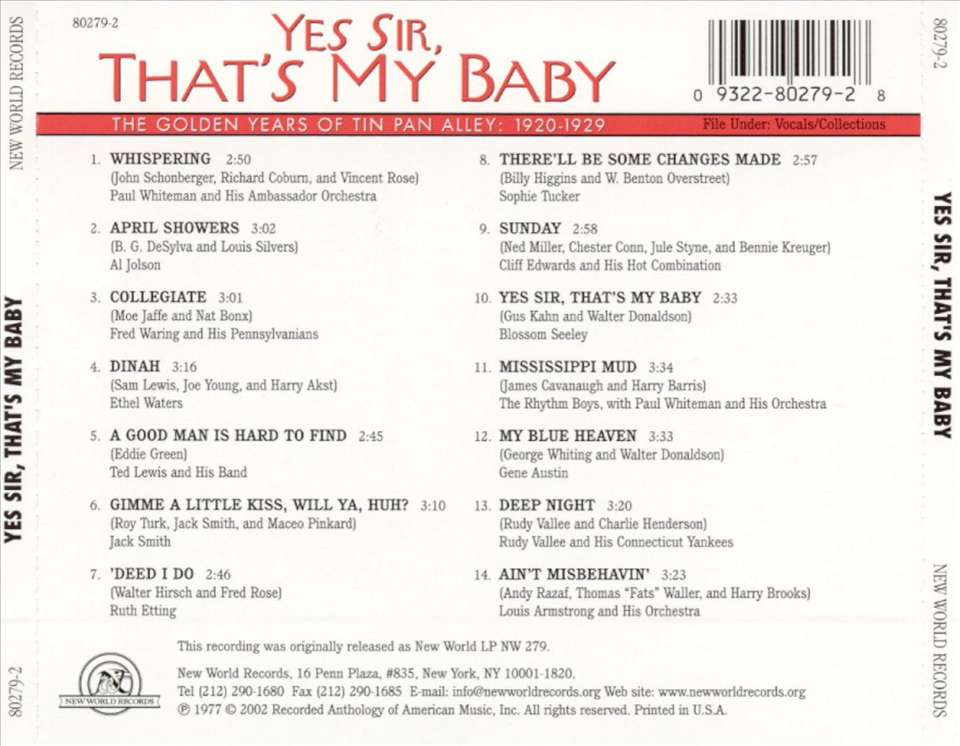Yes Sir That's My Baby: The Golden Years of Tin Pan Alley cover art