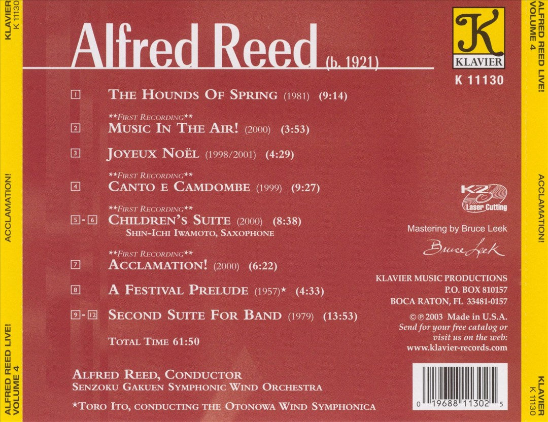 Alfred Reed Live!, Vol. 4: Acclamation! cover art