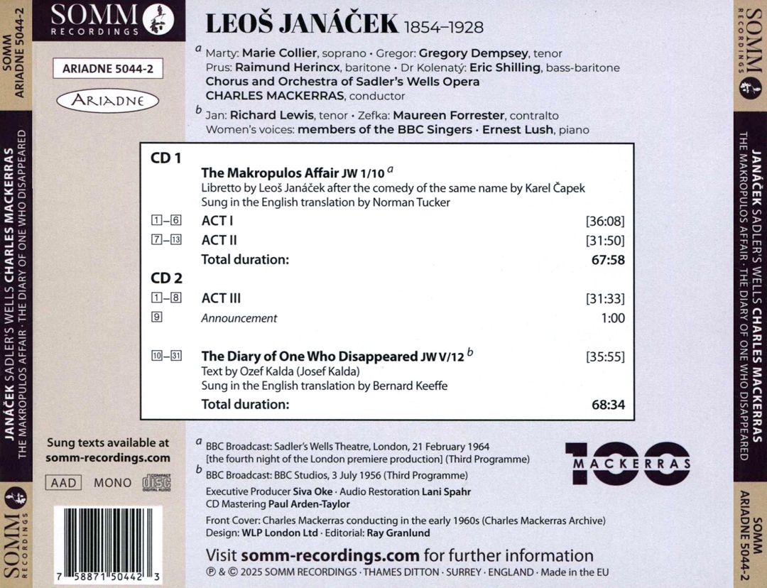 Leos Janacek: The Makropulos Affair: The Diary Of cover art