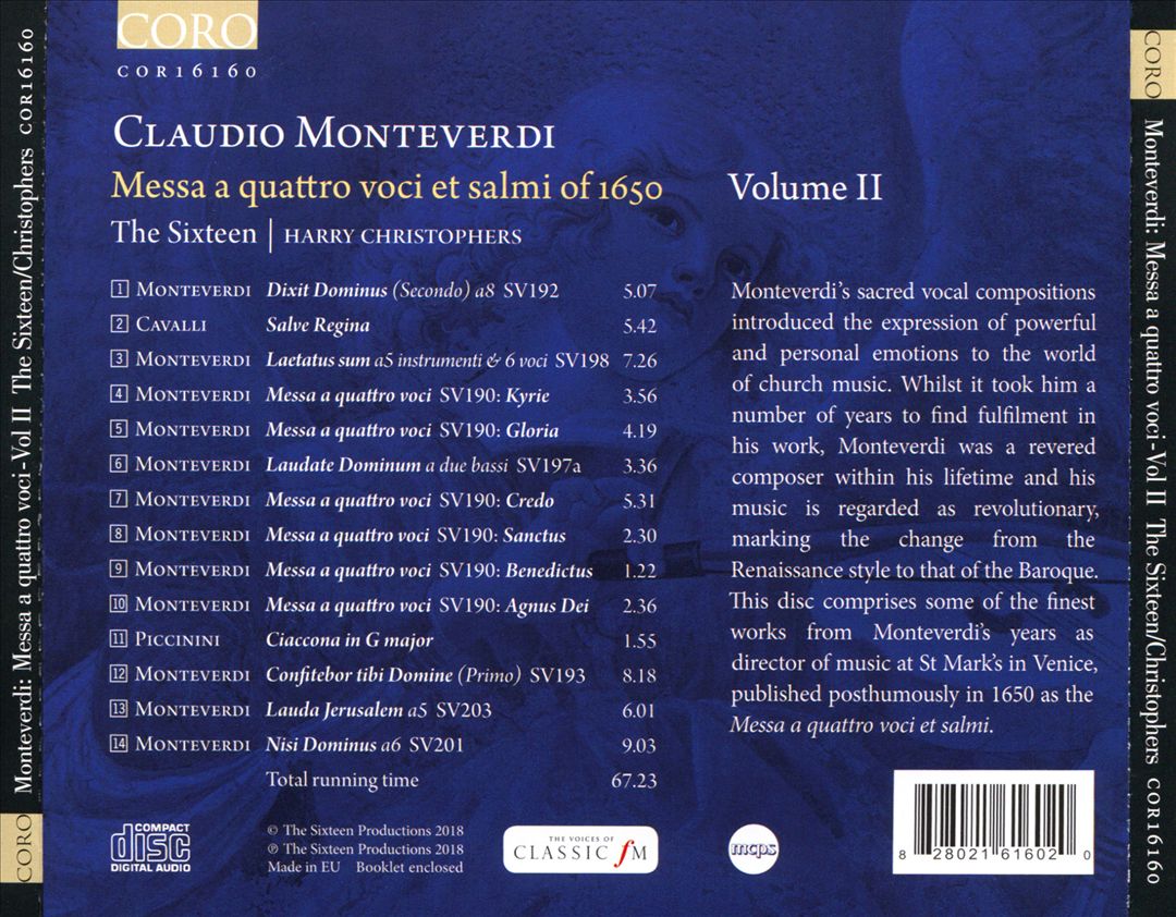 Claudio Monteverdi: Messa a quattro voci et Salmi of 1650, Vol .2 cover art