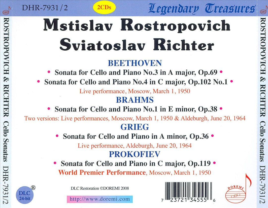 Beethoven, Brahms, Grieg, Prokofiev: Sonatas for cello & piano cover art