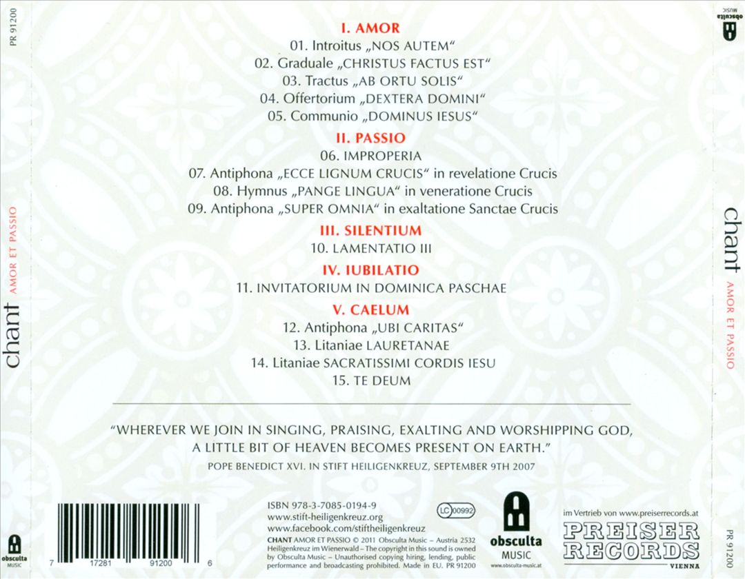 Chant: Amor et Passio cover art