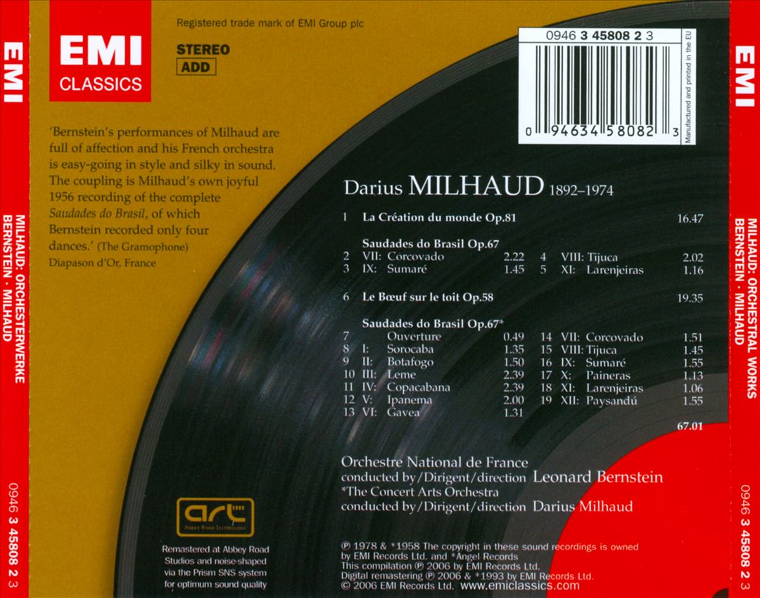 Milhaud: La Création du monde; Le Beouf sur le toit; Saudades do Brasil cover art