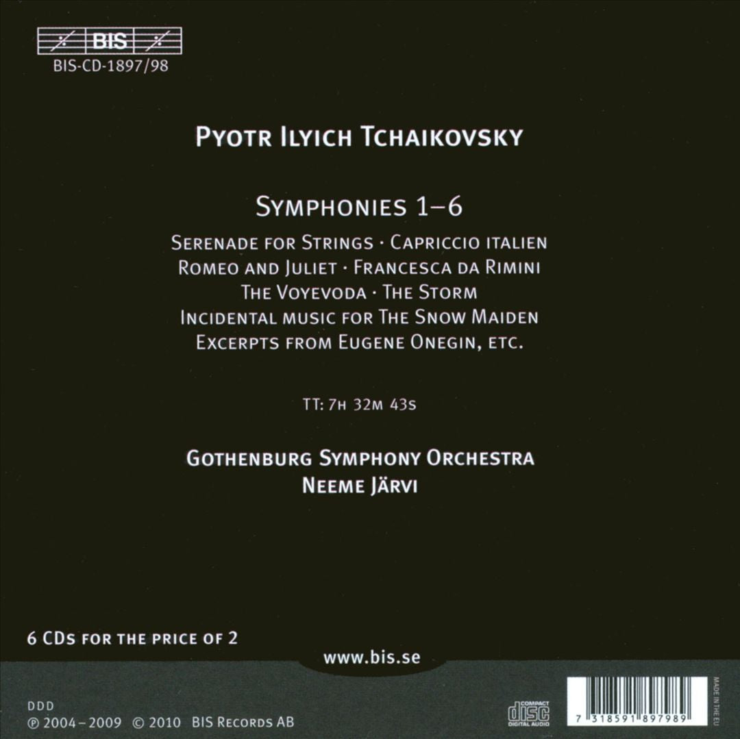 Tchaikovsky: Orchestral works including Symphonies 1-6 cover art
