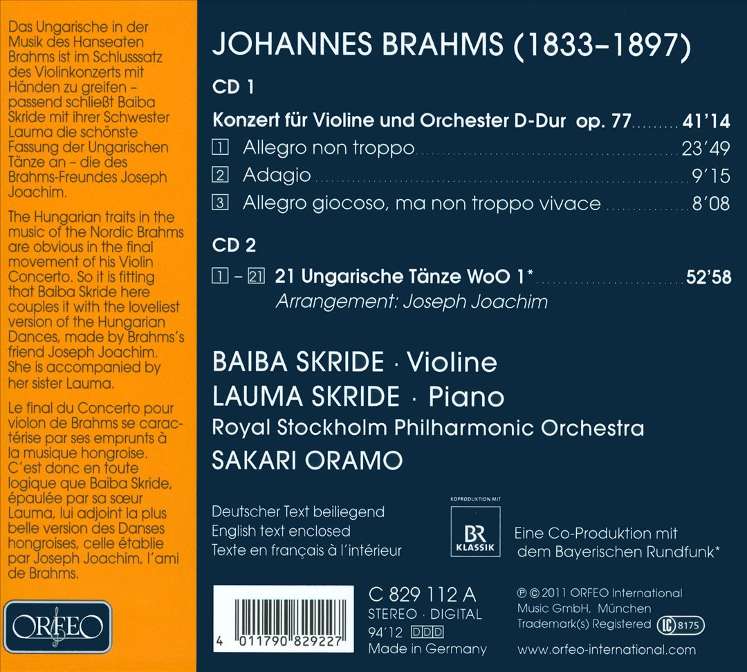 Johannes Brahms: Violinkonzert; Ungarische Tänze cover art