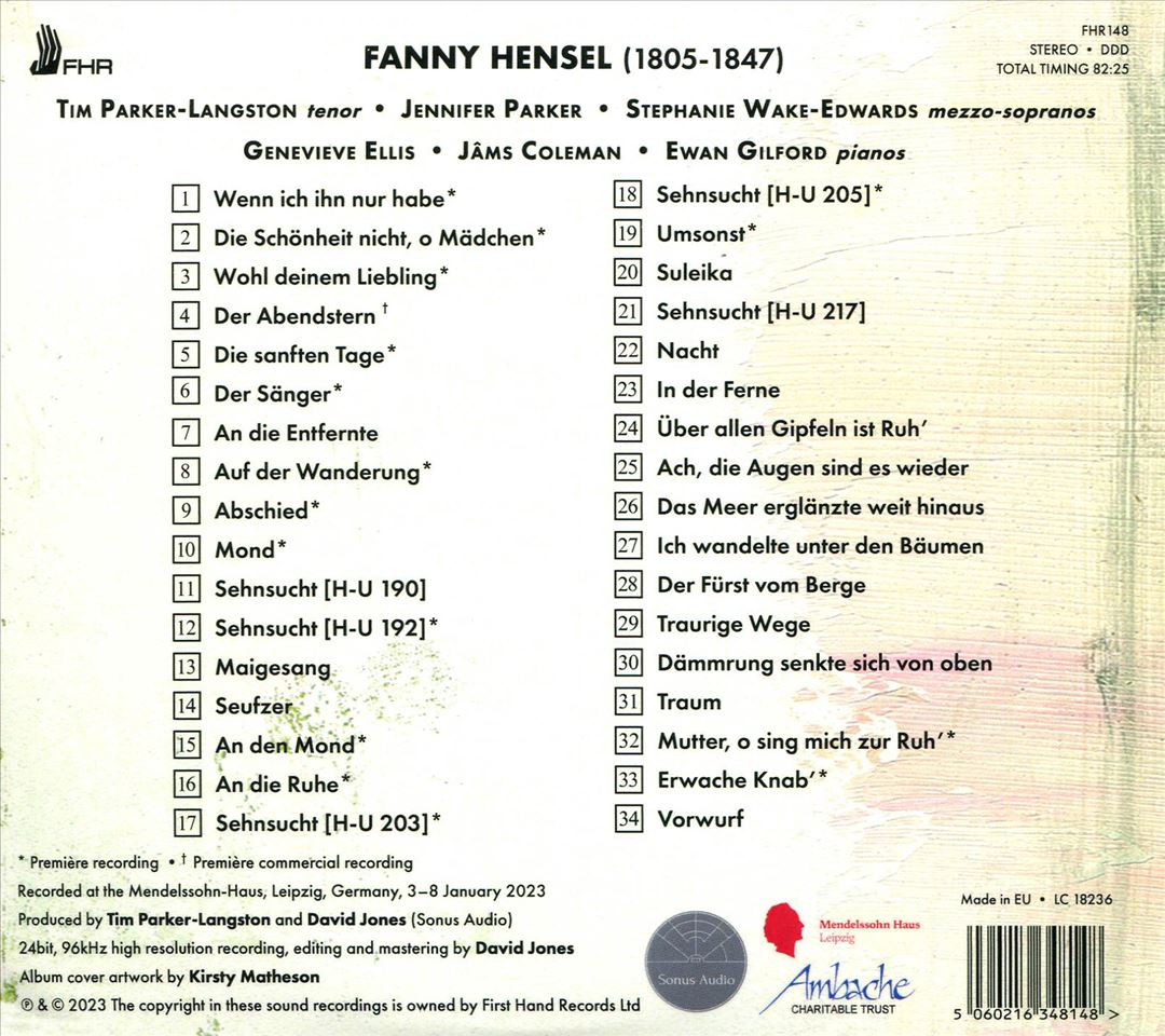 Hensel Lieder cover art