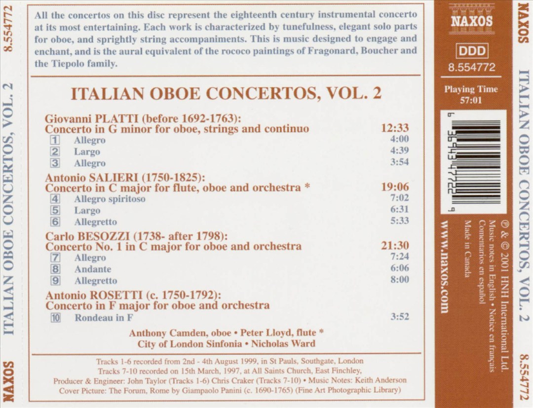Italian Oboe Concertos, Vol. 2 cover art