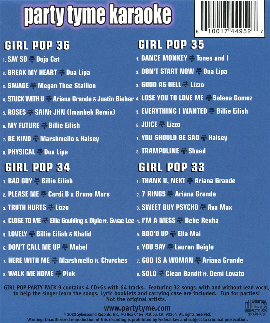 Party Tyme Karaoke: Girl Pop Party Pack 9 cover art