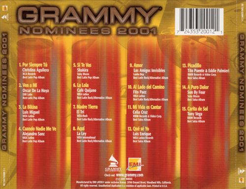 Grammy Latin Nominees 2001 cover art