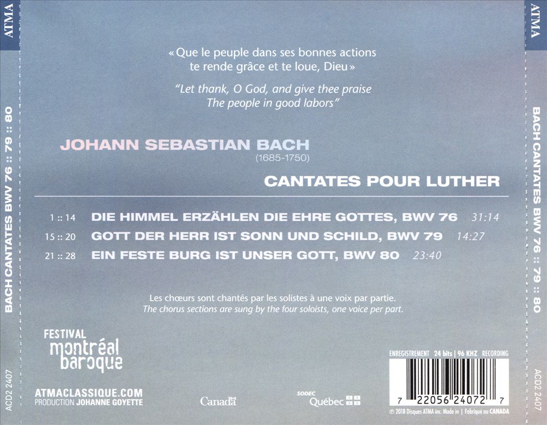 Bach pour Luther: Cantates BWV 76, 79, 80 cover art