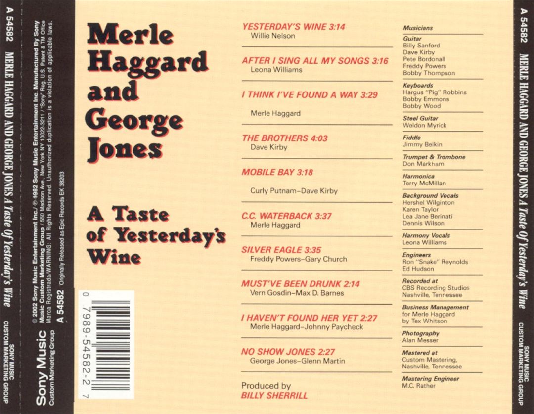 Taste of Yesterday's Wine cover art