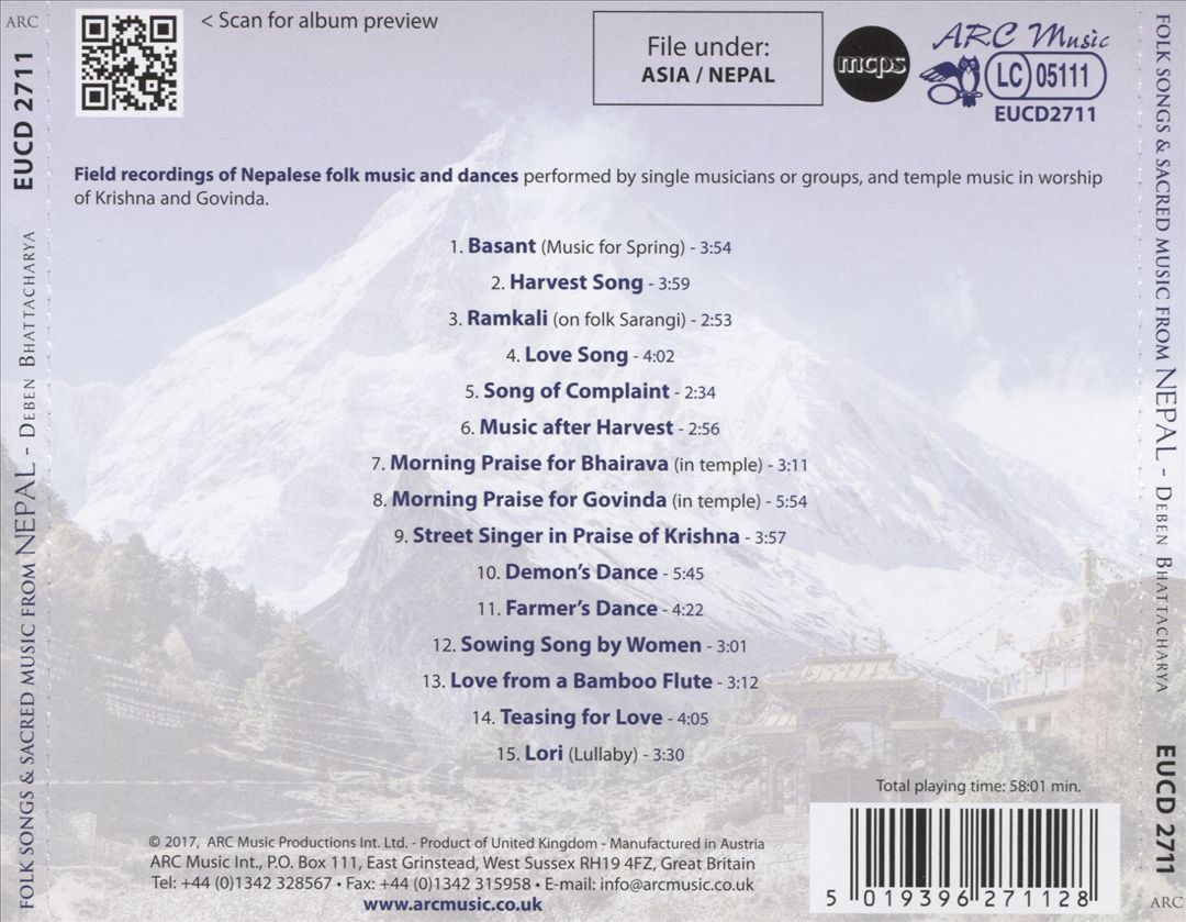 Folk Songs and Sacred Music from Nepal cover art
