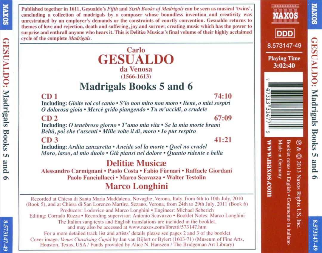 Gesualdo: Madrigals Books 5 and 6 cover art