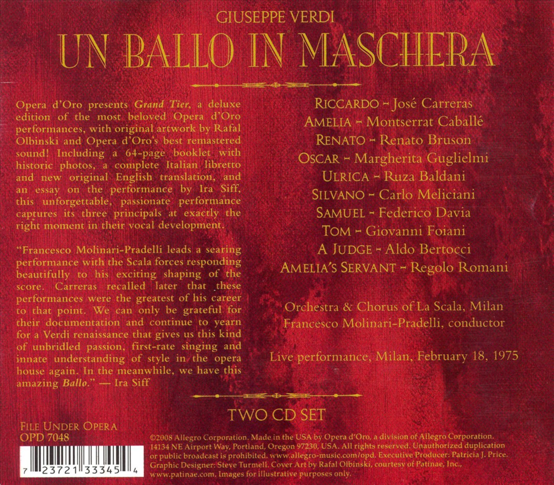 Verdi: Un ballo in maschera cover art