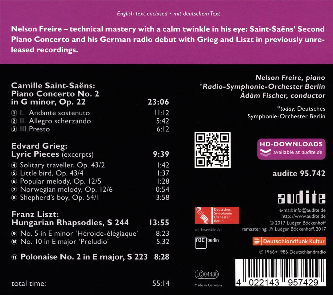 Saint-Saëns: Piano Concerto No. 2; Grieg: Lyric Pieces; Liszt: Hungarian Rhapsodies; Polonaise No. 2 cover art