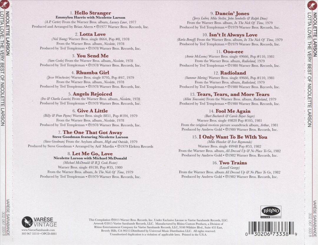 Very Best of Nicolette Larson cover art