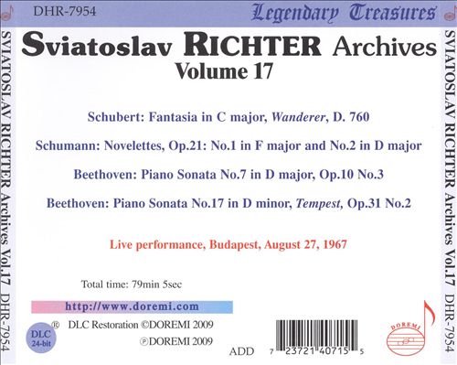 Sviatoslav Richter Archives, Vol. 17: Budapest Recital, 1967 cover art