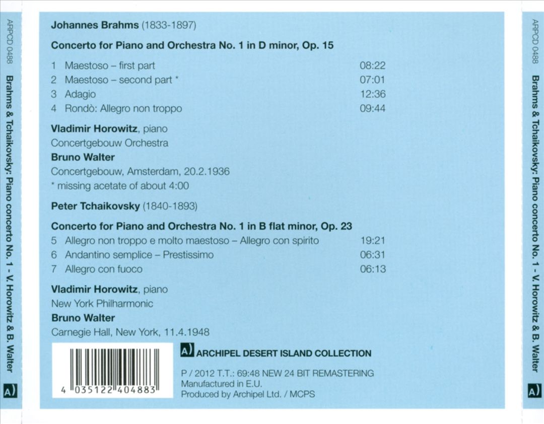 Brahms, Tchaikovsky: Piano Concertos No. 1 cover art