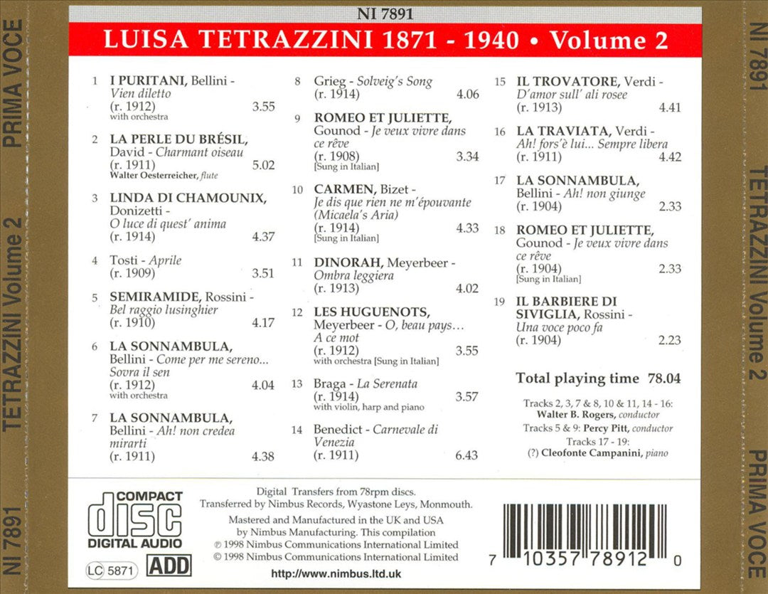 Prima Voce: Tetrazzini, Vol. 2 cover art