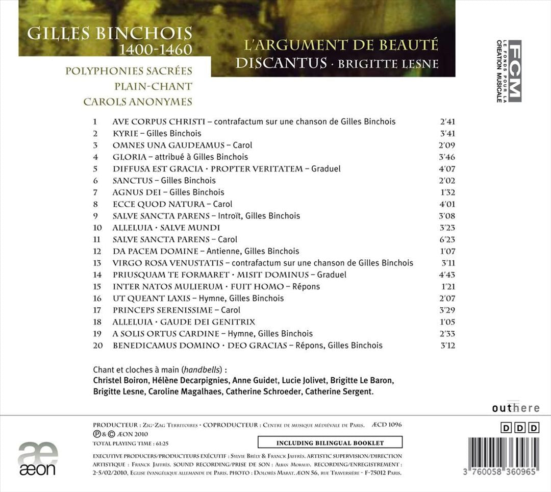 Gilles Binchois: L'Argument de Beauté cover art