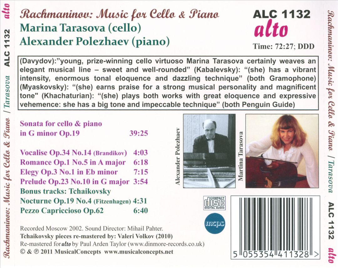 Rachmaninov: Music for Cello & Piano cover art