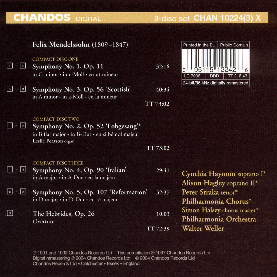Mendelssohn: Symphonies cover art