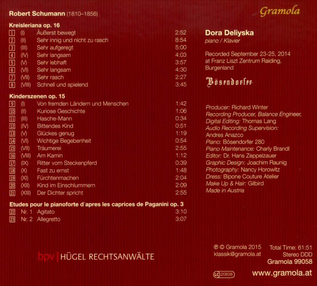 Schumann: Kreisleriana; Kinderszenen; 2 Paganini-Etüden cover art