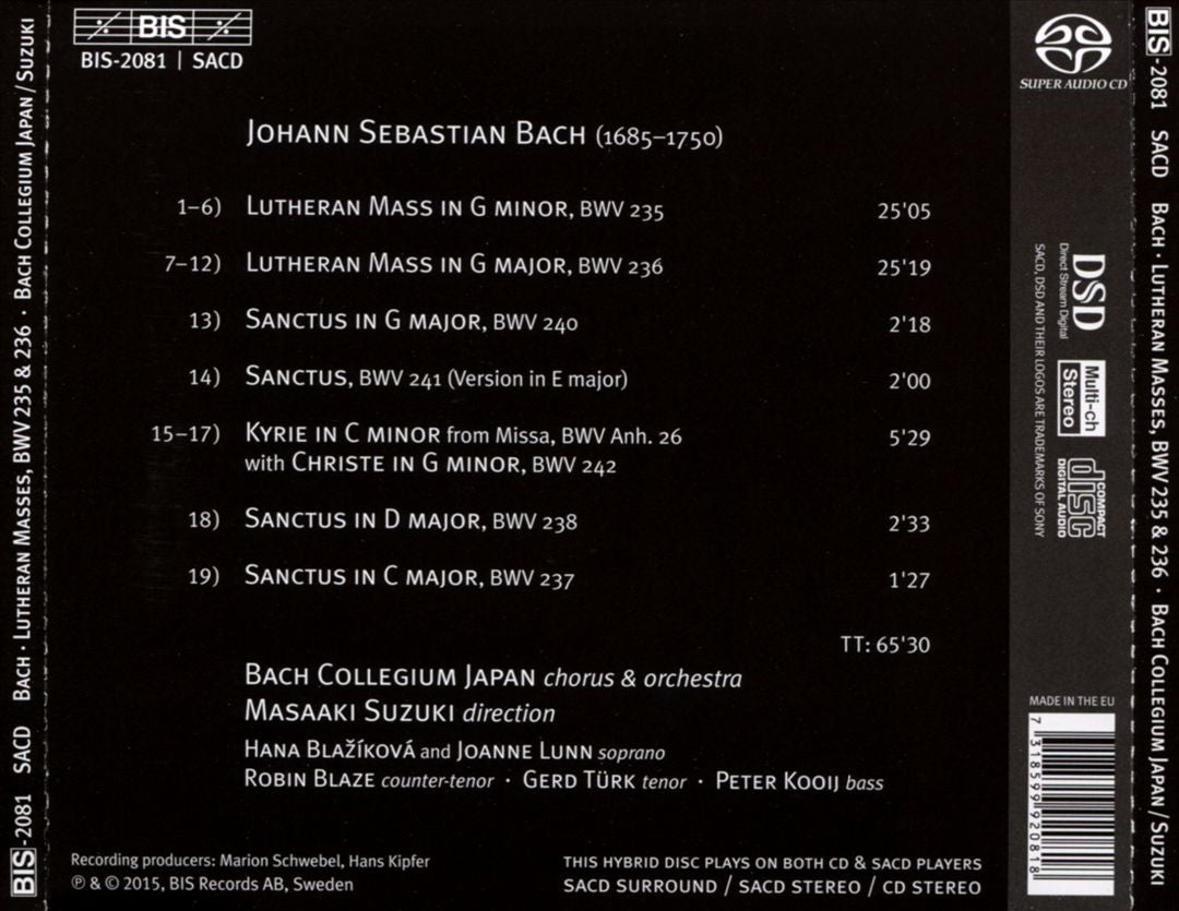 Bach: Lutheran Masses, Vol. 1 cover art