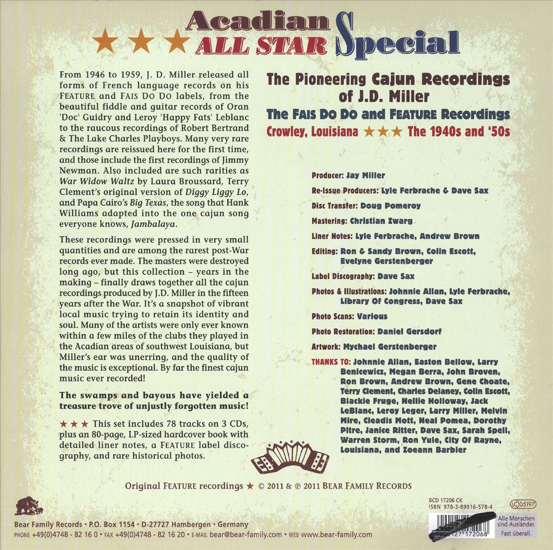 Acadian All Star Special: The Pioneering Cajun Recordings of J.D. Miller cover art