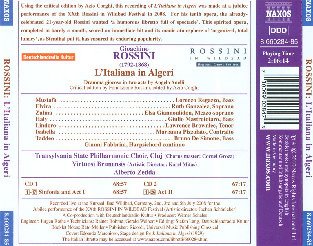 Rossini: L'Italiana in Algeri cover art