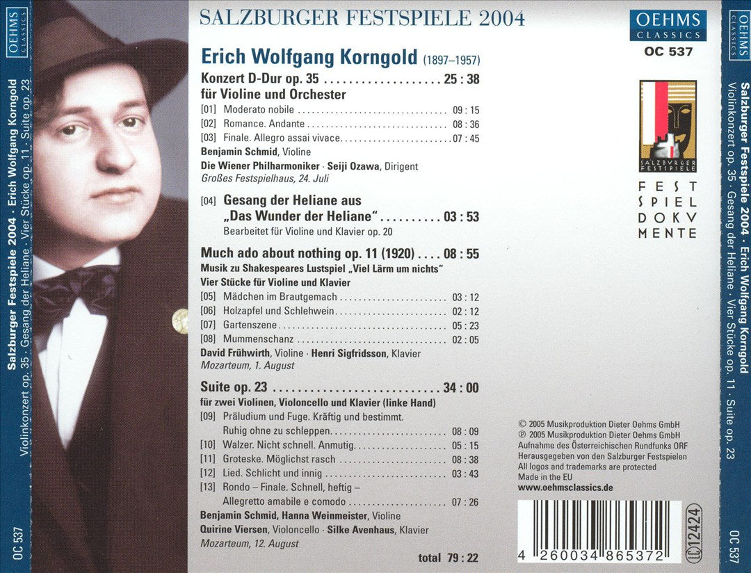 Korngold: Violin Concerto, Op. 35; Gesang der Heliane; Vier Stücke, Op. 11; Suite, Op. 23 cover art