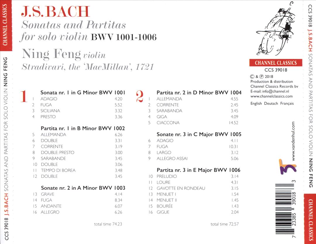 Bach: Sonatas and Partitas for solo violin BWV 1001-1006 cover art