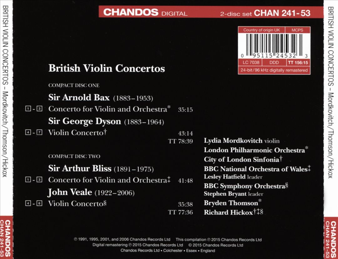 Bax, Dyson, Veale, Bliss: Violin Concertos cover art