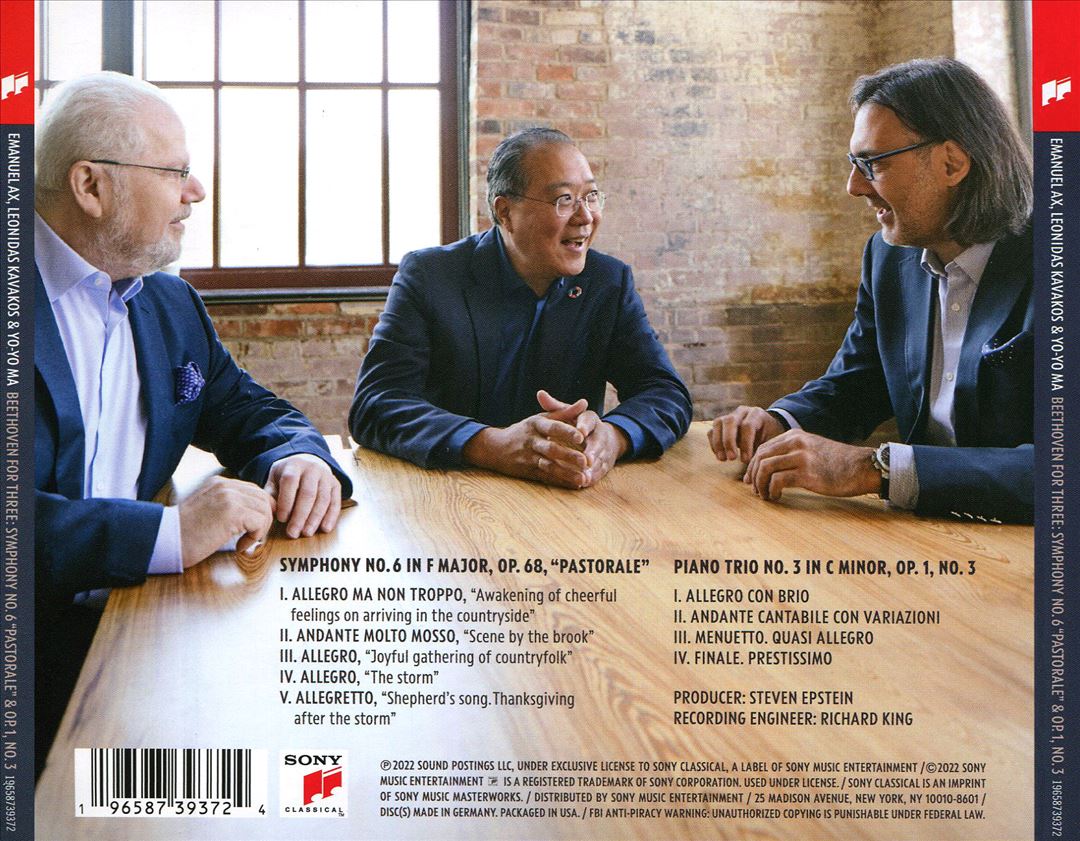 Beethoven for Three: Symphony No. 6 "Pastorale" and Op. 1 No. 3 cover art