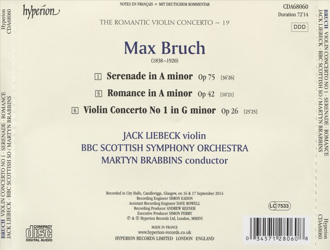 Romantic Violin Concerto, Vol. 19: Bruch cover art