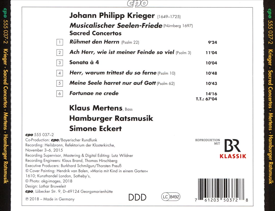 Johann Philipp Krieger: Musicalischer Seelen-Friede; Sacred Concertos cover art