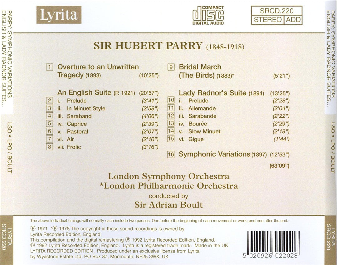 Boult conducts Parry cover art