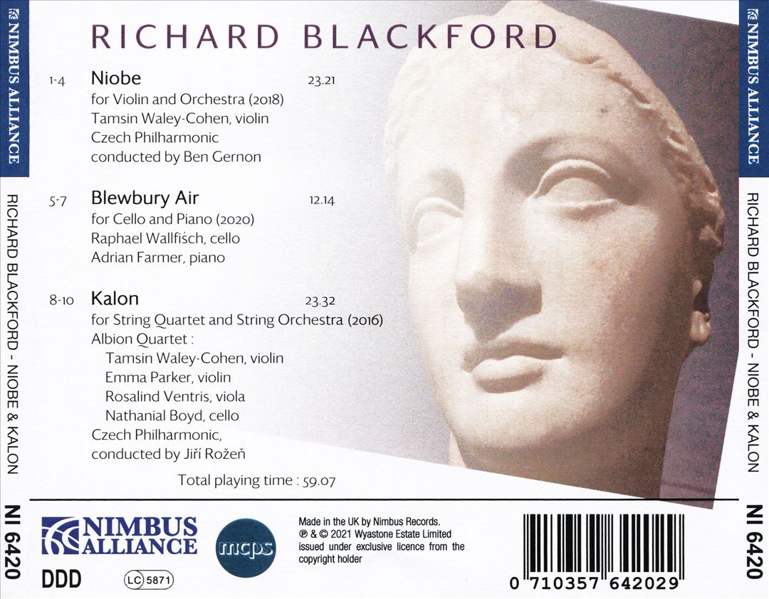 Richard Blackford: Niobe, Kalon; Blewbury Air cover art
