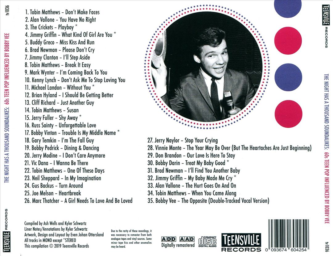 Night Has a Thousand Soundalikes: '60s Teen Pop Influenced by Bobby Vee cover art