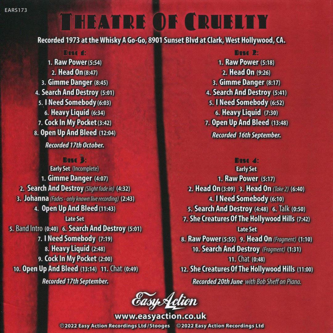 Theatre of Cruelty: Live at the Whisky A Go-Go, 8901 Sunset Blvd at Clark, West Hollywood, CA. 1973 cover art