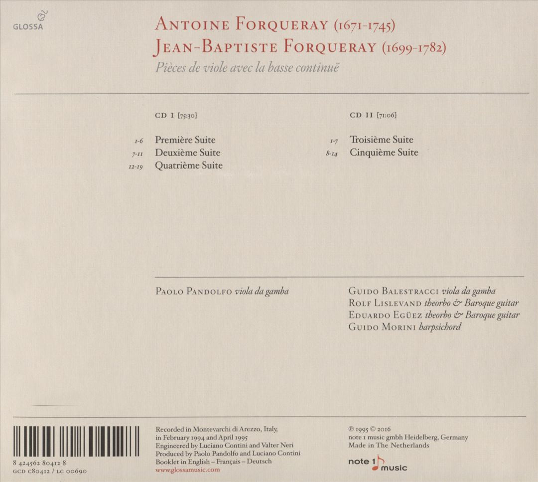 Forqueray: Pièces de viole avec la basse continuë cover art