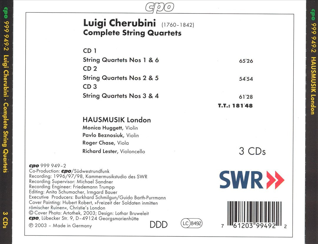 Cherubini: Complete String Quartets cover art