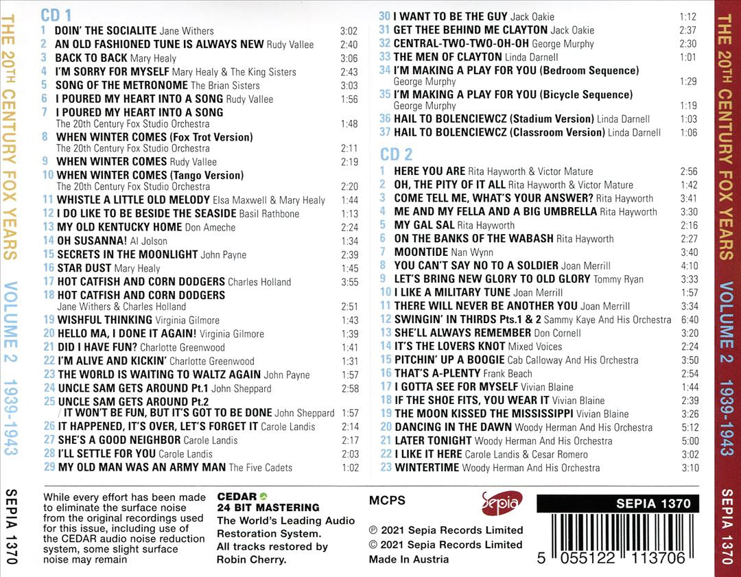 20th Century Fox Years, Vol.2 1939-1943 cover art