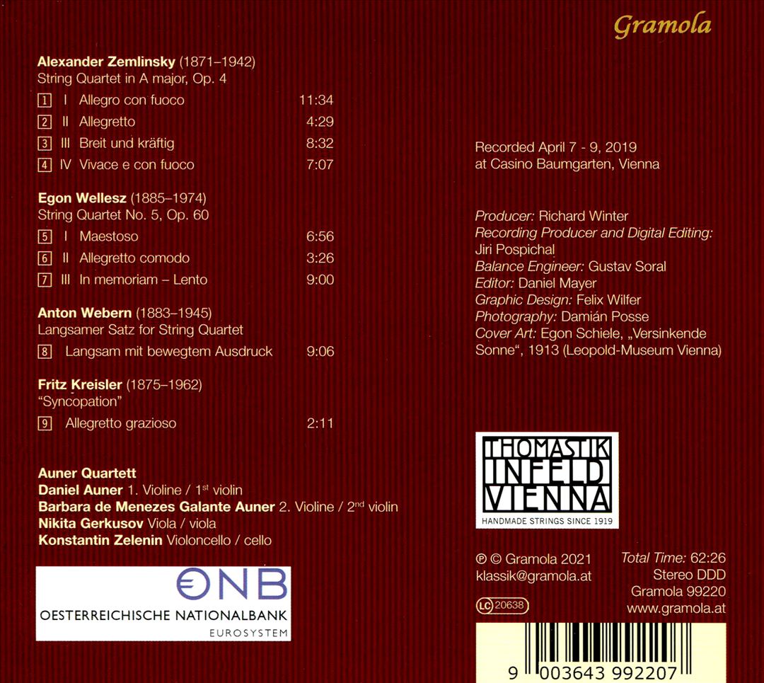Versinkende Sonne: Zemlinksy, Wellesz, Webern, Kreisler cover art