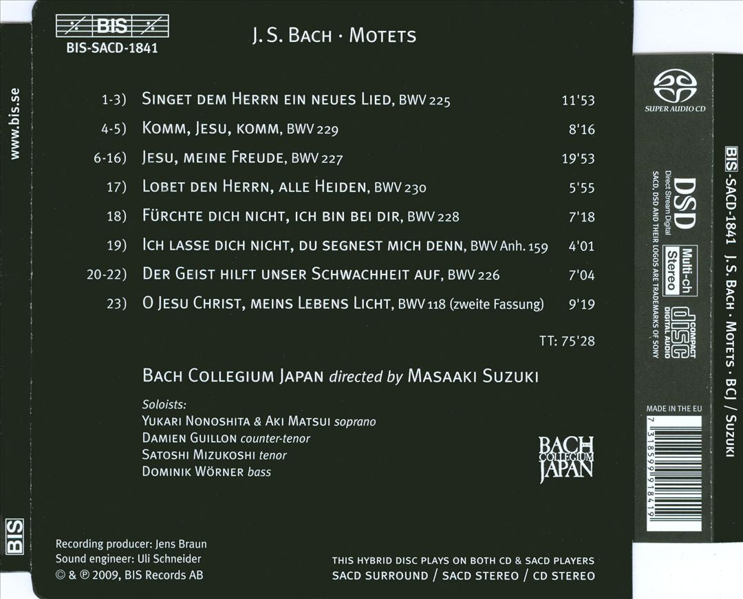 Johann Sebastian Bach: Motets cover art