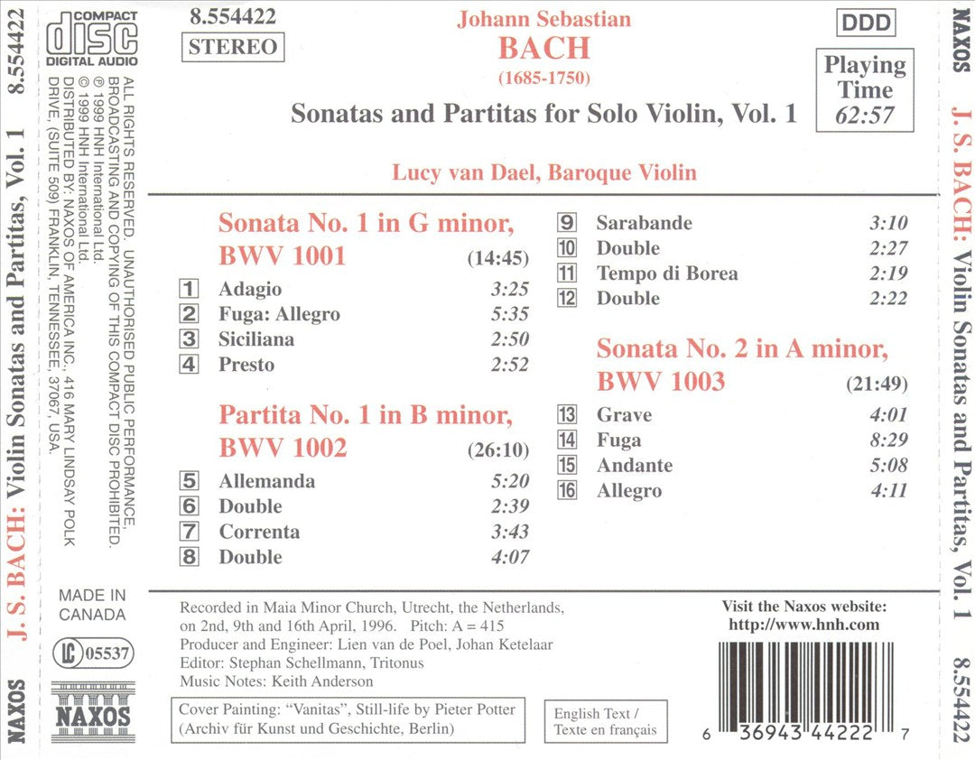 Bach:Sonatas and Partitas for Solo Violin, Vol. 1 cover art