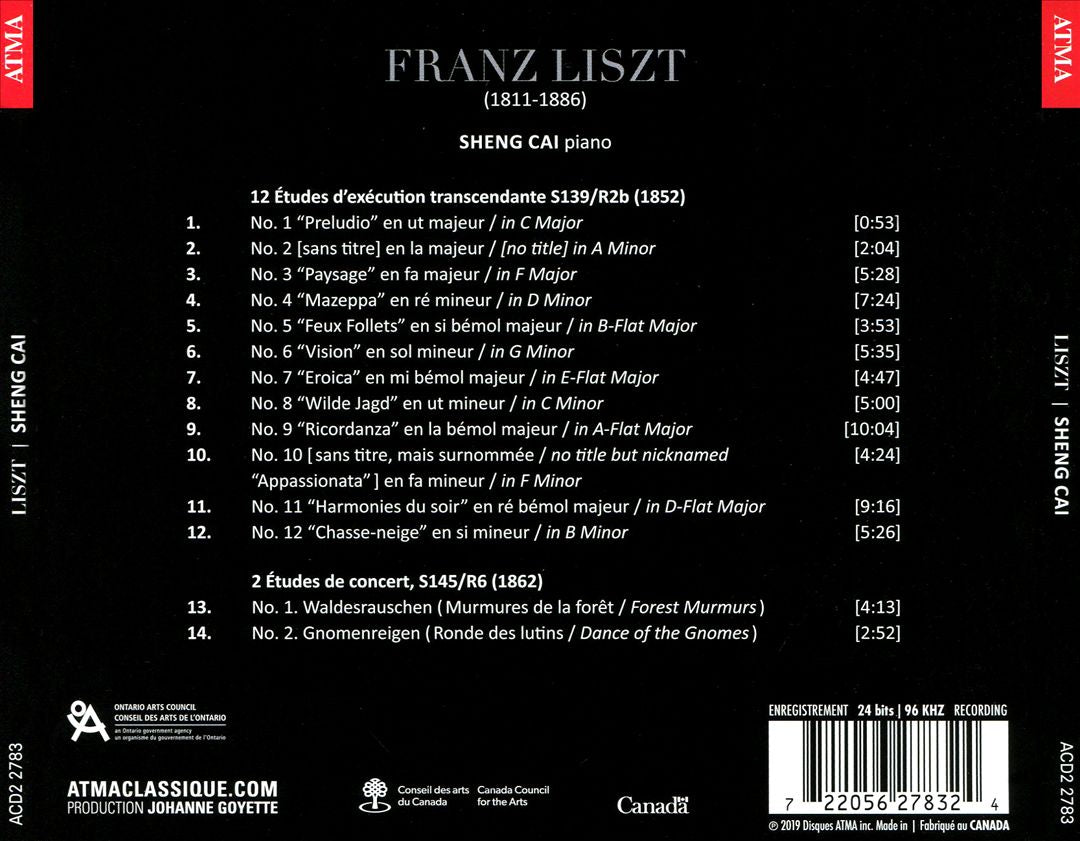 Liszt: 12 Études d'exécution transcendante; 2 Études de concert cover art